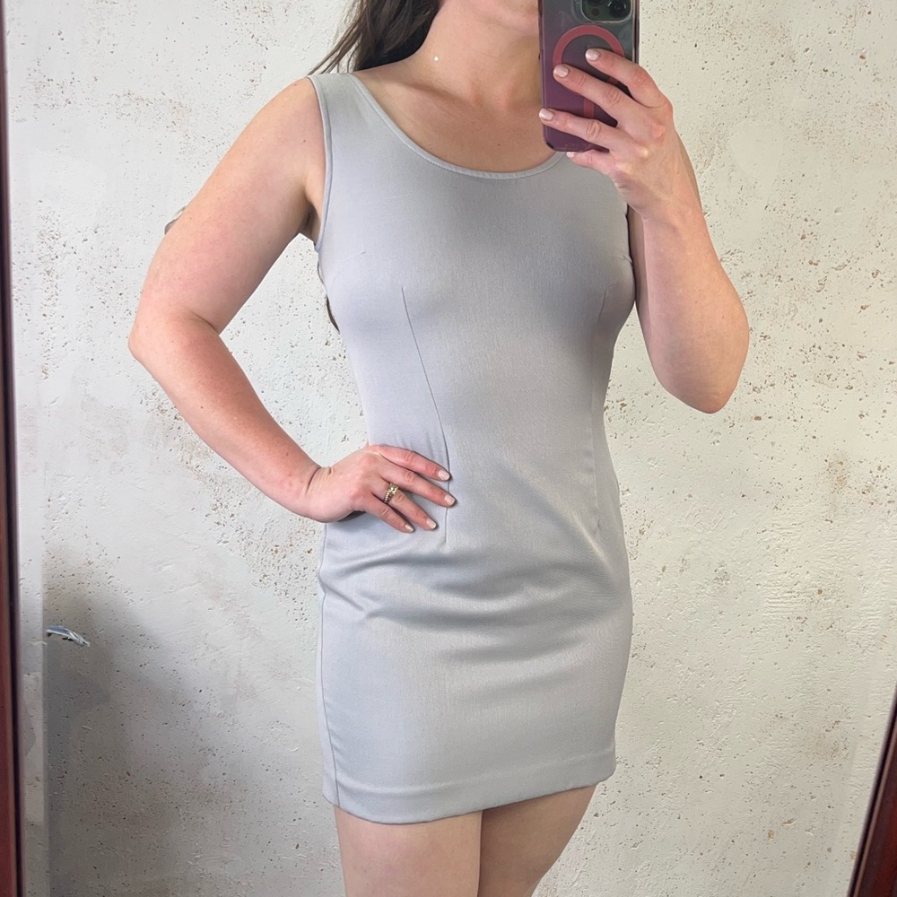 Vintage Sheath Dress Gray 80s 90s Size Small